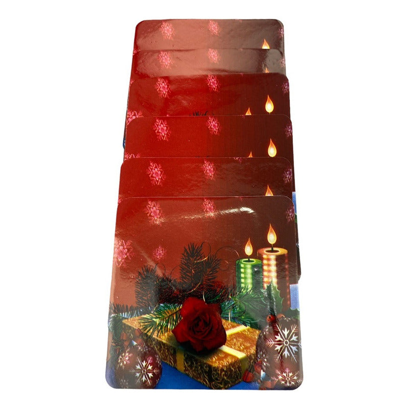 Set 12 Piezas Individuales Mesa Navideños Platos Y Vaso Navi