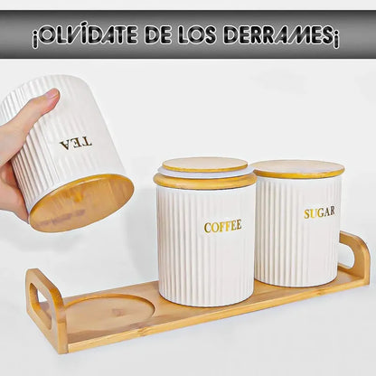 Set 3 Contenedores Hermeticos Frascos Hermeticos Ceramica Okshop Contenedor Hermetico Recipientes Hermeticos Frascos Conserveros Frasco Contenedores De Ceramica Contenedor De Azucar Blanco