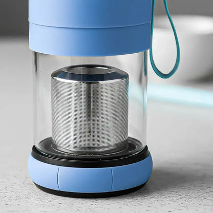 Botella Infusora De Té Okshop Azul De Vidrio