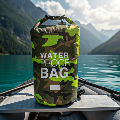 Bolso Seco Impermeable Mochila Camping 15 Litros Waterproof Camuflaje-verde
