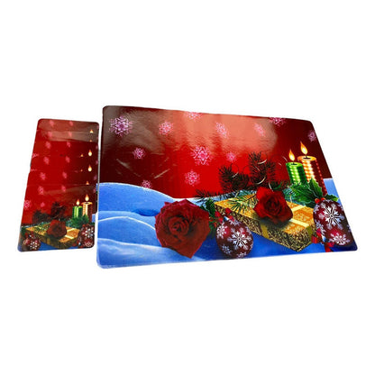 Set 12 Piezas Individuales Mesa Navideños Platos Y Vaso Navi