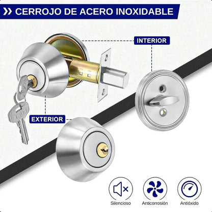 Cerradura Chapa Para Puertas Chapa De Seguridad Dormitorio Okshop Chapa Cerrojo De Seguridad Puerta Con Llave Y Perilla Cerrojo Seguridad Puerta Llave Exterior Perilla Interior Cerradura Okshop Gris