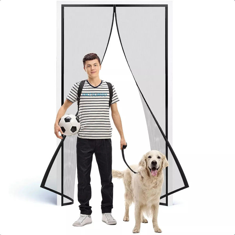 Malla Mosquitera Okshop Puerta Magnética 110x210cm Poliéster Negro