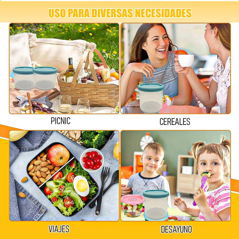 Contendor Alimentos Envases Yogurt Y Cereal Frasco Hermetico Azul