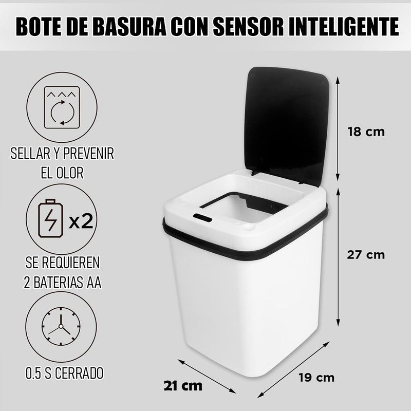 Basurero Con Sensor Basurero Automatico Papelera Inteligente Blanco