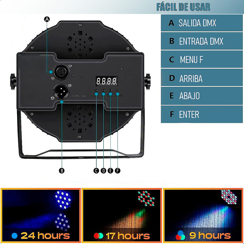 Luces De Fiesta Led Rgb Luz Discoteca 18 Led Luz Led Fiesta