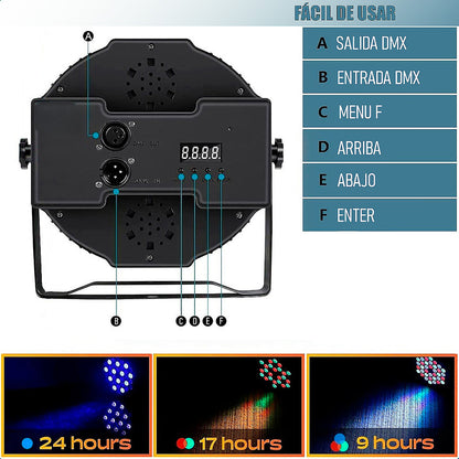 Luces De Fiesta Led Rgb Luz Discoteca 18 Led Luz Led Fiesta