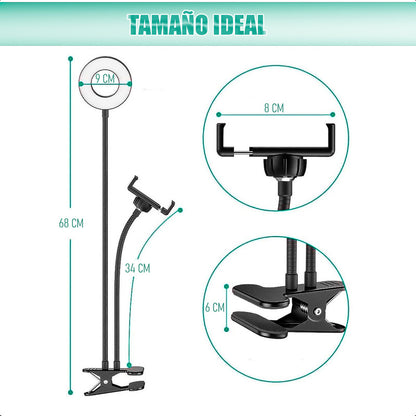 Aro De Luz Profesional Aro Led Aro Luz Tripode Aros Luz Clip Blanco