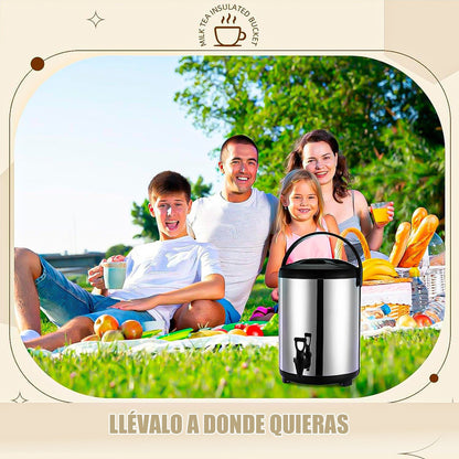 Termo De Agua Caliente Termo Para Cafe Termo Para Agua 12 Lt Plateado/negro