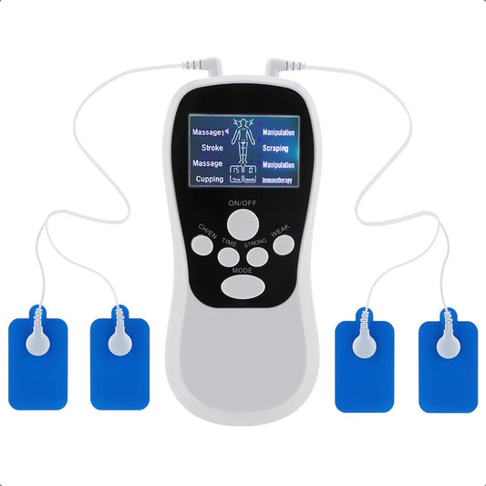 Electroestimulador Muscular Electrofisico Tens 4 Electrodos Blanco