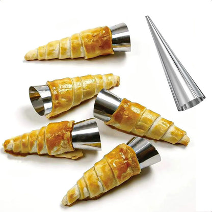 Pack 5 Molde Cannoli Metálico Molde Croissant Molde Cono Gris