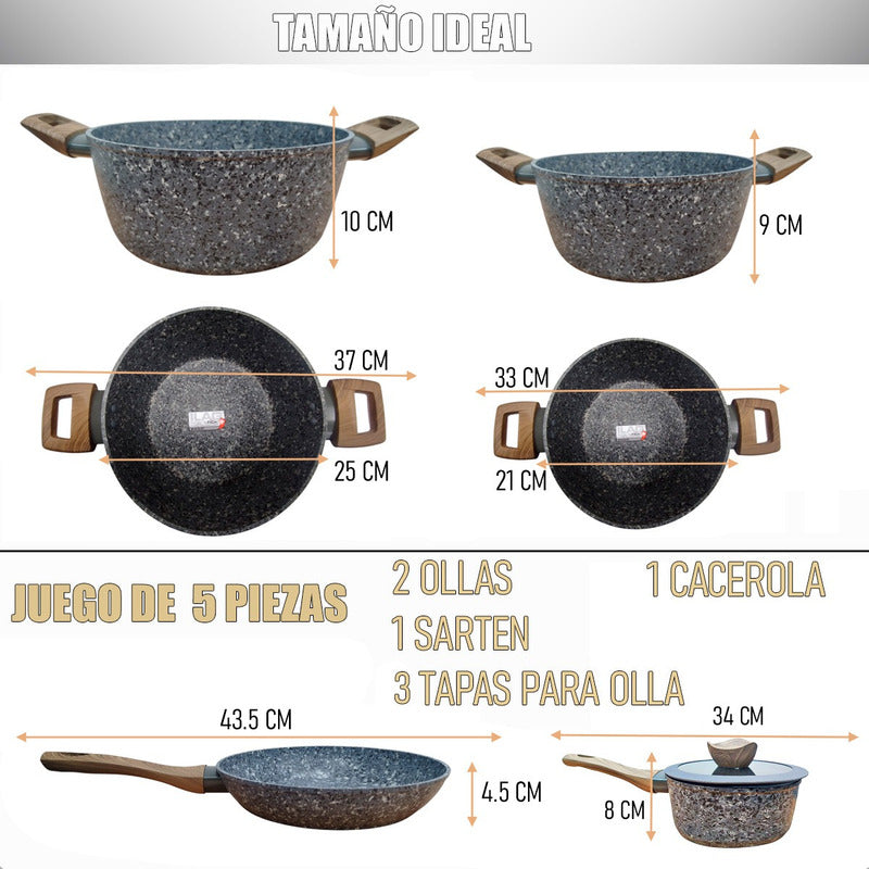 Juego De Ollas Bateria De Ollas Juego De Bateria Keep 7 Pcs Gris