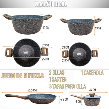 Juego De Ollas Bateria De Ollas Juego De Bateria Keep 7 Pcs Gris
