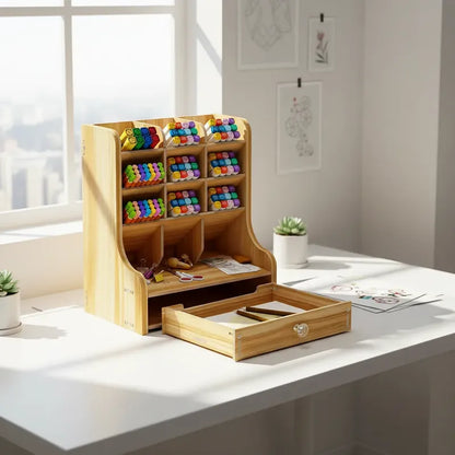 Organizador Escritorio Con Cajón Porta Lapices Escritorio