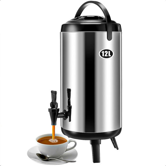 Termo De Agua Caliente Termo Para Cafe Termo Para Agua 12 Lt Plateado/negro