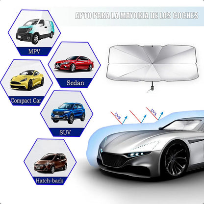 Quitasol Para Autos Cortina Auto Protector Solar Para Auto Parasol Plegable Auto 135x74 Sedan Quitasol Para Autos Mango Ergonomico Protector Solar Parabrisas Metalico Okshop