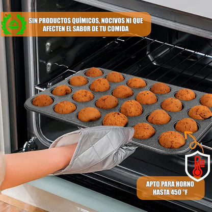 Molde Cupcake Moldes Muffins Moldes 24 Mini Cupcake Moldes Reposteria Metalicos Antiadherente Pack 2 Molde Cupcakes Teflon Galletas Molde Rectangular Acero Aluminizado Okshop