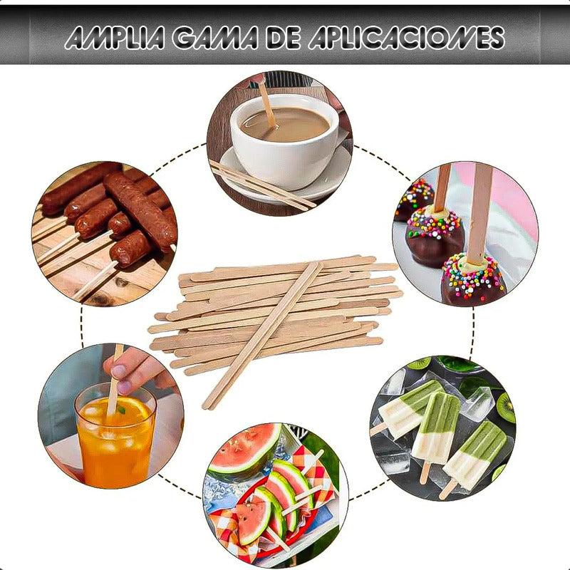 Pack 100 Palitos De Cafe Agitadores De Madera Palito Remover Madera