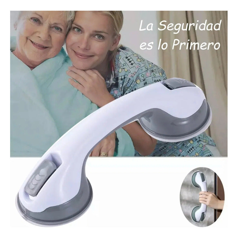 Barra De Seguridad Para Ducha Y Baño Okshop Abatible Con Ventosas Antideslizante Blanco Blanco/gris