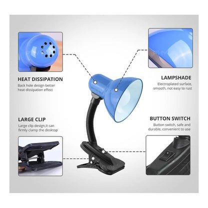 Lámpara Escritorio Okshop Click Flexible Negro Para Leer Blanco