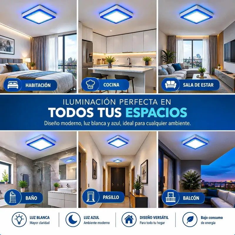 Plafón Led Okshop Cuadrado De 12w Con Luz Blanca Para Techo Blanco