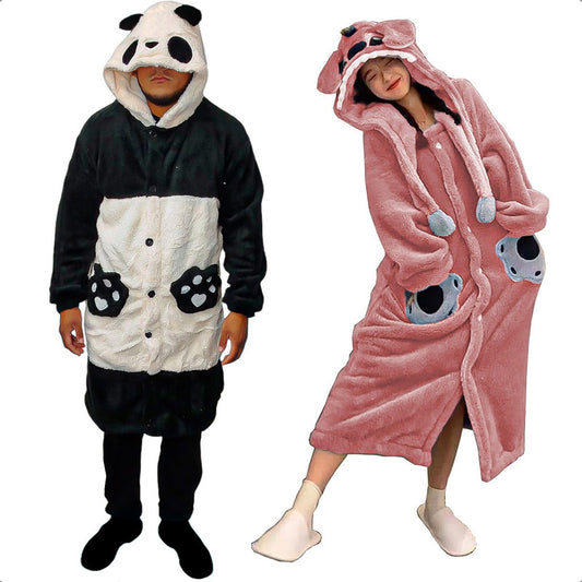 Pijama Invierno Poleron Chiporro Pack 2 Pijamas Para Adulto Panda/angel Unico