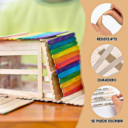 Pack 200 Palitos De Madera Para Pintar Palitos De Helado