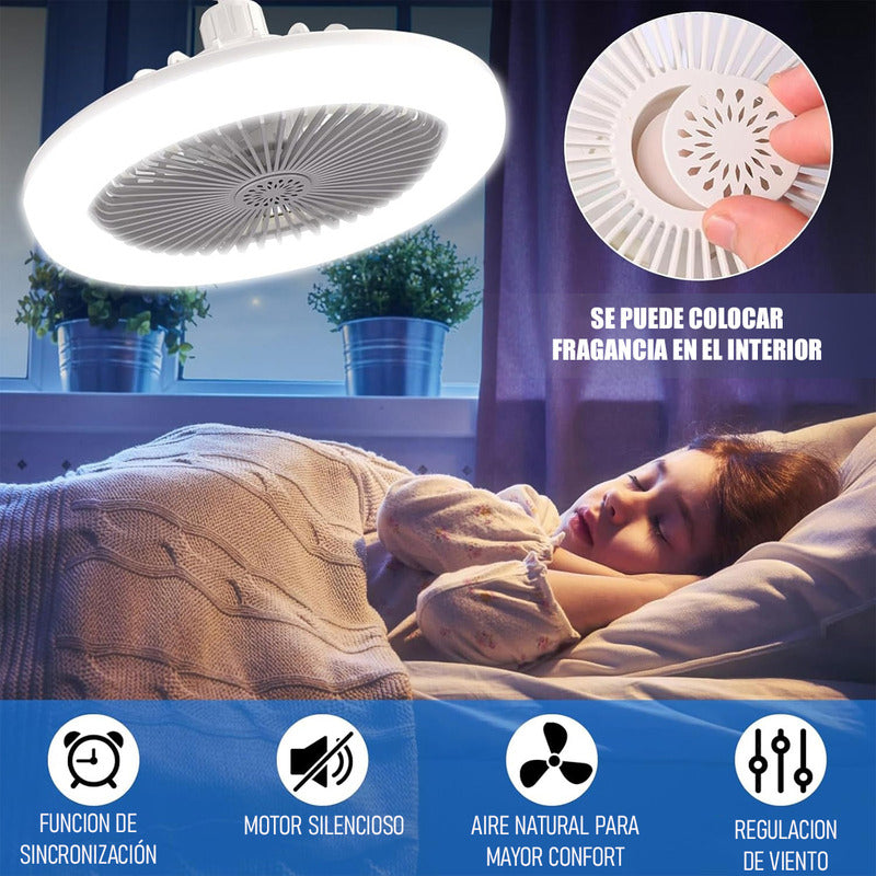 Lámpara De Techo Ventilador Arcashopping Led Con Control Remoto Para Dormitorio Y Comedor Gris