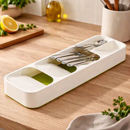 Organizador De Cubiertos Porta Cubiertos Organizador Cajon Blanco