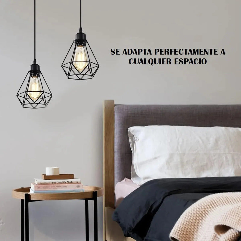 Lámpara Colgante De Techo Negra Okshop Para Comedor Y Dormitorio Negro