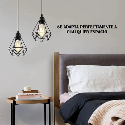 Lámpara Colgante De Techo Negra Okshop Para Comedor Y Dormitorio Negro