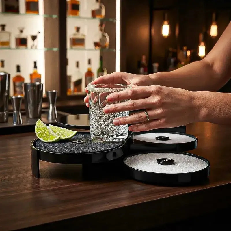 Escarchador De Copas 3 En 1 Con Tapa Para Micheladas Y Coctelería De Plástico