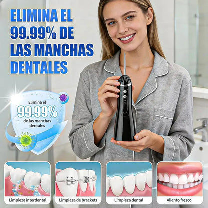 Irrigador Bucal Portátil Inalámbrico Okshop Con Depósito De 200 Ml Y 4 Boquillas Negro