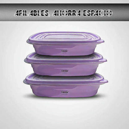 Taper Keep Tupper Plastico Contenedor De Alimentos 950 Ml Lila Set 3 Contenedores Keep Herméticos Apilables 950ml Tupper Hermetico Contenedor De Alimentos Tapper Colacion Tupper Plastico Taper Keep