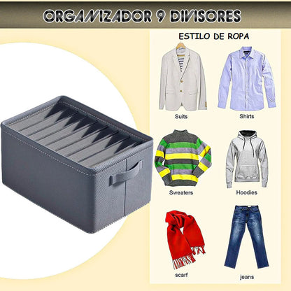Pack 3 Organizador Ropa 9 Divisores Organizador De Interior Gris