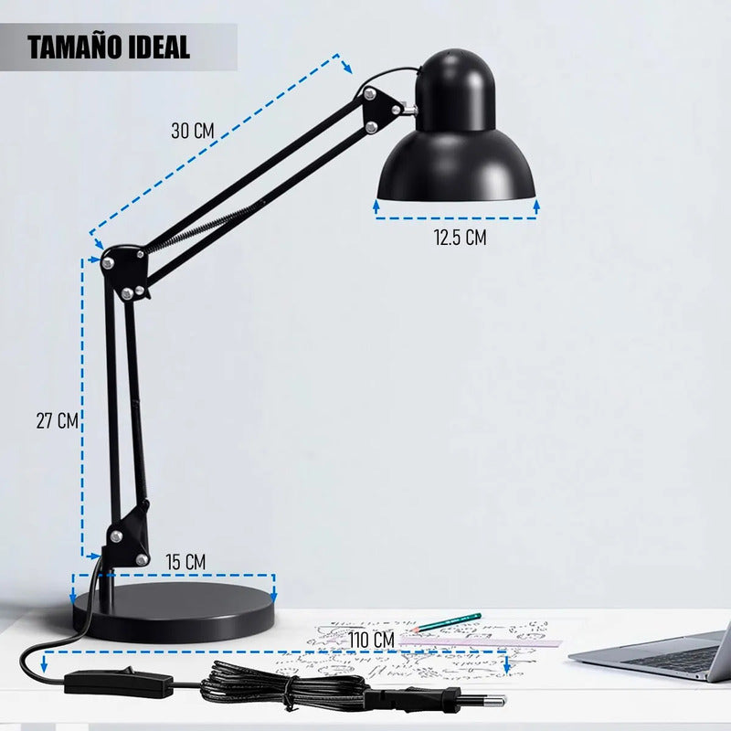 Lamparas De Velador Lampara Escritorio Flexible Ajustable Lamparas De Escritorio Incandescente E27 Flexibles Metal Lampara Estudio Led Mesa Aluminio Halogena 40w Negra Okshop