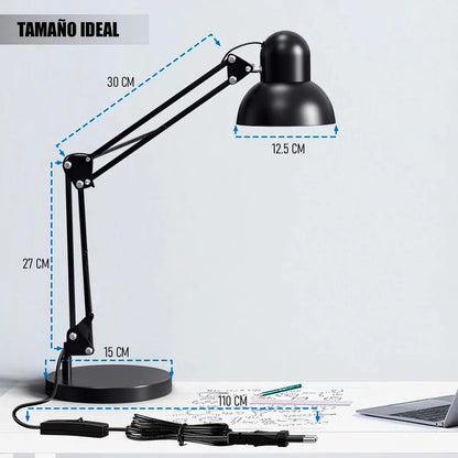 Lamparas De Velador Lampara Escritorio Flexible Ajustable Lamparas De Escritorio Incandescente E27 Flexibles Metal Lampara Estudio Led Mesa Aluminio Halogena 40w Negra Okshop
