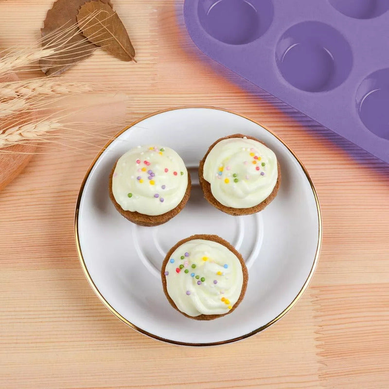 Pack 2 Moldes De Silicona Para Cupcakes De 24 Ranuras Antiaherentes Rosa Pastel