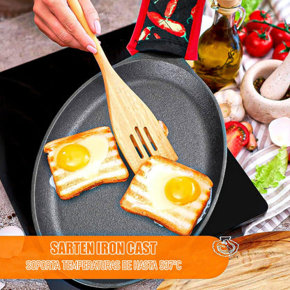 Sarten Iron Cast Plato Hierro Fundido Plato De Fajita Wayu Negro
