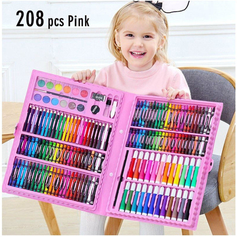 Set De Pintura De 208 Piezas Infantil Portatil Juego Lapices