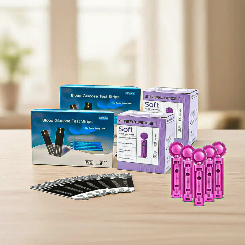 Tiras Reactivas 100 Tiras De Glucosa 100 Lanceta Glucometro Negro