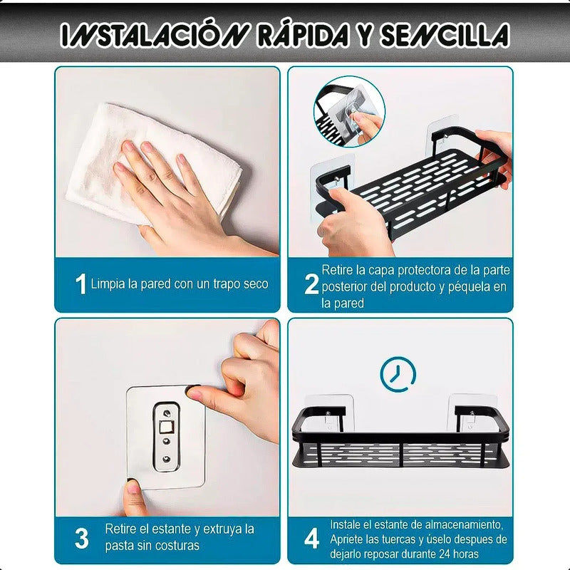 Organizador De Ducha Esquinero Okshop En Aluminio Negro Para Baño