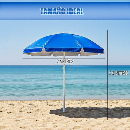 Pack 2 Sombrilla Paraguas Quitasol 2 Metros Sombrilla Playa Burdeo
