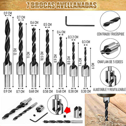 Brocas De Taladro Brocas Avellanadoras Set 23 Brocas Carpint
