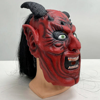 Máscara De Látex Demonio Máscara De Terror Halloween Disfraz Rojo Máscara De Demonio