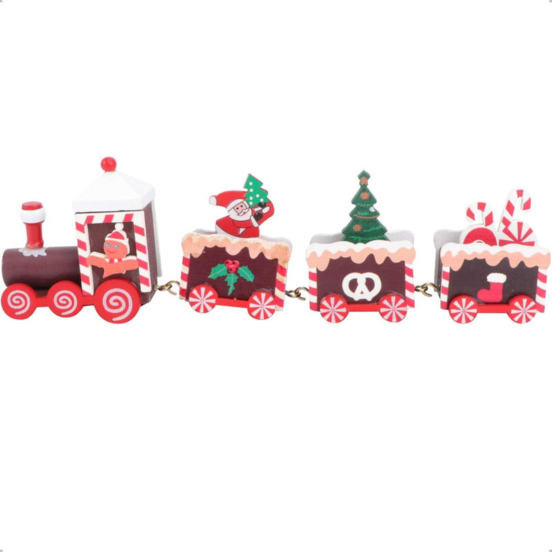 Pack X2 Tren Madera Adornos Navideños Decoración Hogar Navid