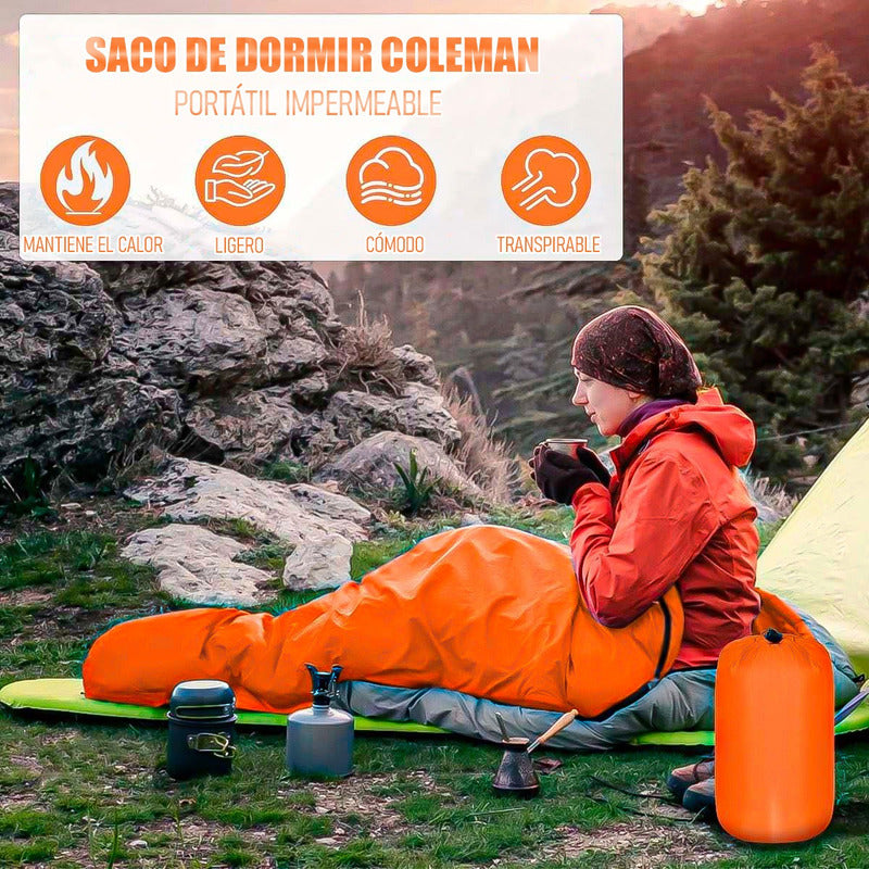 Saco De Dormir Camping Saco De Dormir Adulto Saco De Dormir Naranja Derecho