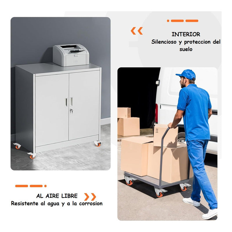 Ruedas Giratorias Para Carros Ruedas Muebles Pack 4 Ruedas Naranja/gris