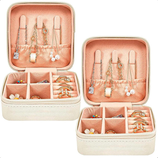 Joyero Portátil Organizador De Aro Exhibidores Joyas Organizador Para Aros Y Accesorios Poliuretano Pack 2 Joyero Para Aros Exhibidor Pulseras Piel Sintética Color Blanco Okshop