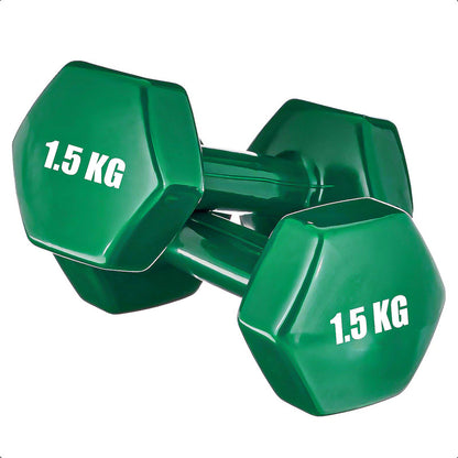 Mancuerna Hexagonal 1.5 Kg Set Mancuernas Pesa Hexagonal Verde